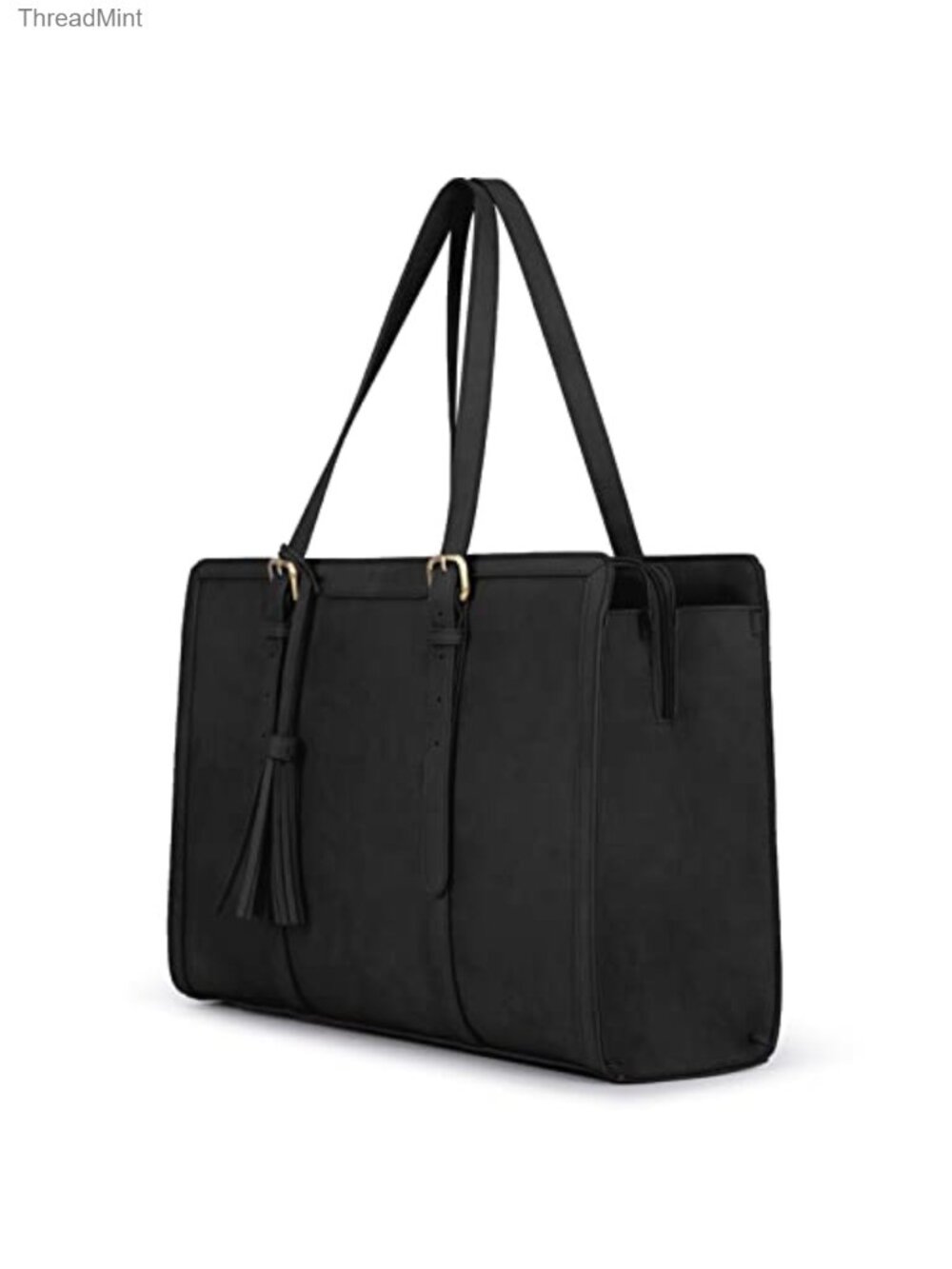 15.6" Faux Leather Laptop Tote Bag for Women Work Office 3 Compartment